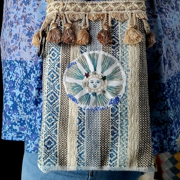 Handmade Artsy Boho Sun Crossbody Pouch - Picture 12 of 14